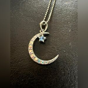Silver Half Moon Pendant on Silver chain